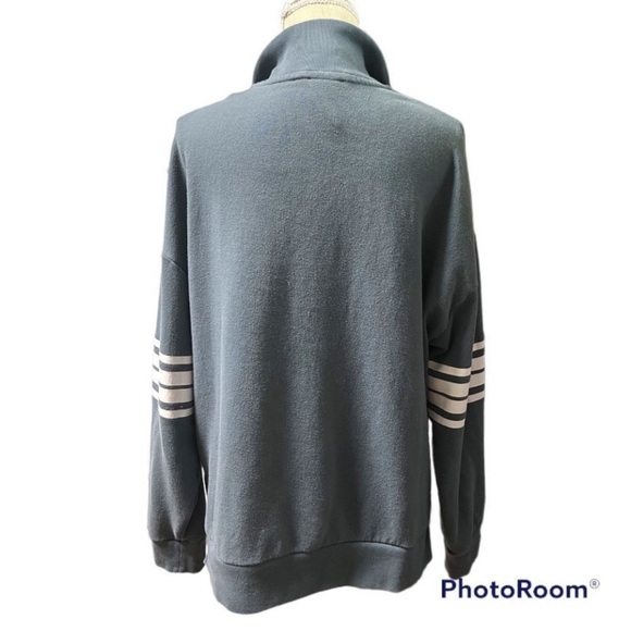 Victorias Secret Pink Casual quarter Zip blue gray pullover logo sweatshirt top - Picture 4 of 6
